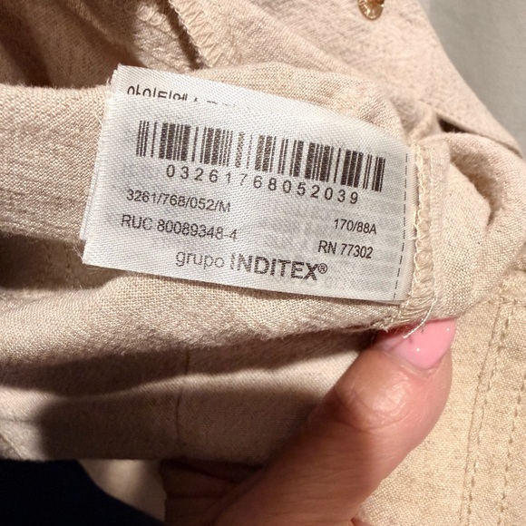 ZARA ZW Collection Textured Bomber Jacket Gold Buttons Ecru 3261/768 - Picture 5 of 5